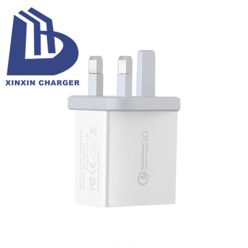 Snabbladdare UK Plug USB-väggladdare för iPhone UK Plug QC3.0 USB Travel Charger